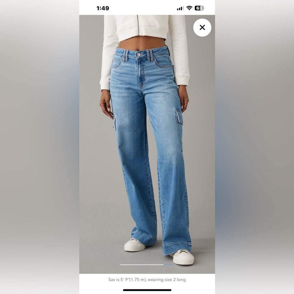 American Eagle high rise pocket jeans baggy fit